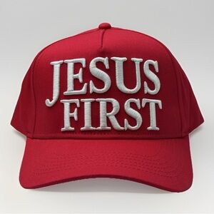 Jesus First Christian Hat – Red Embroidered Nick Fuentes Charlie Kirk Style Hat